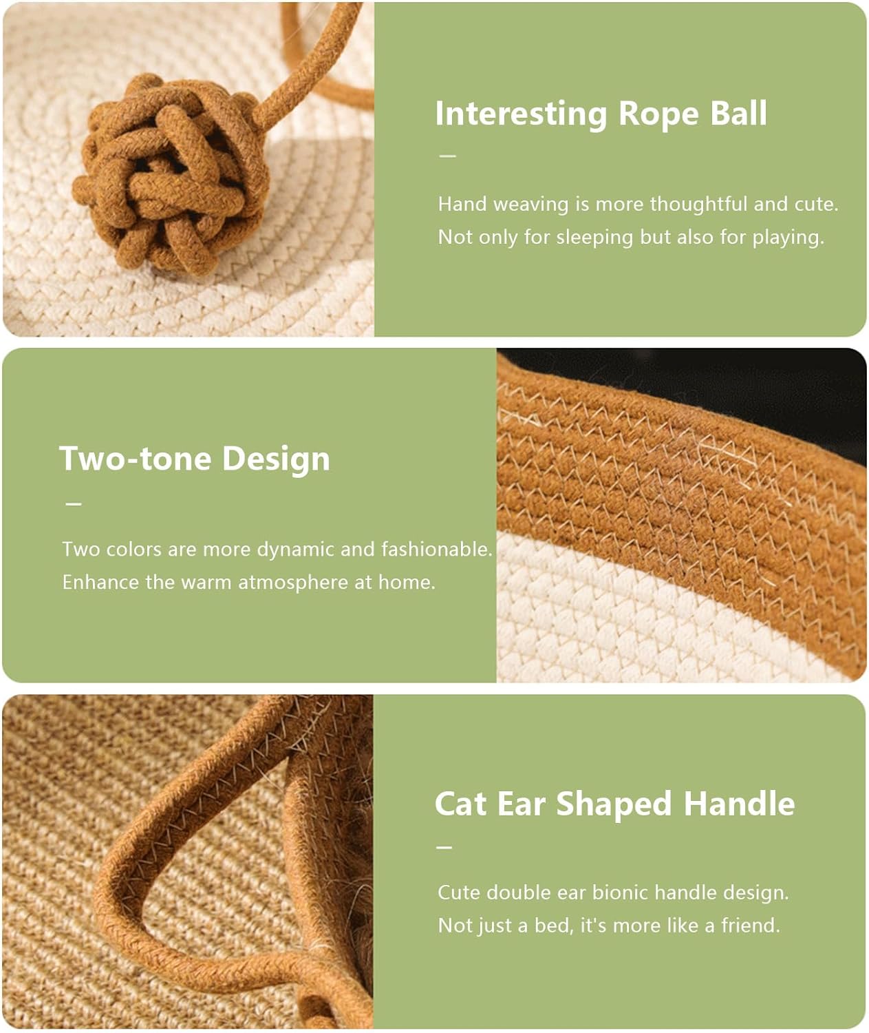 Hand Woven Cat Bed With Toy