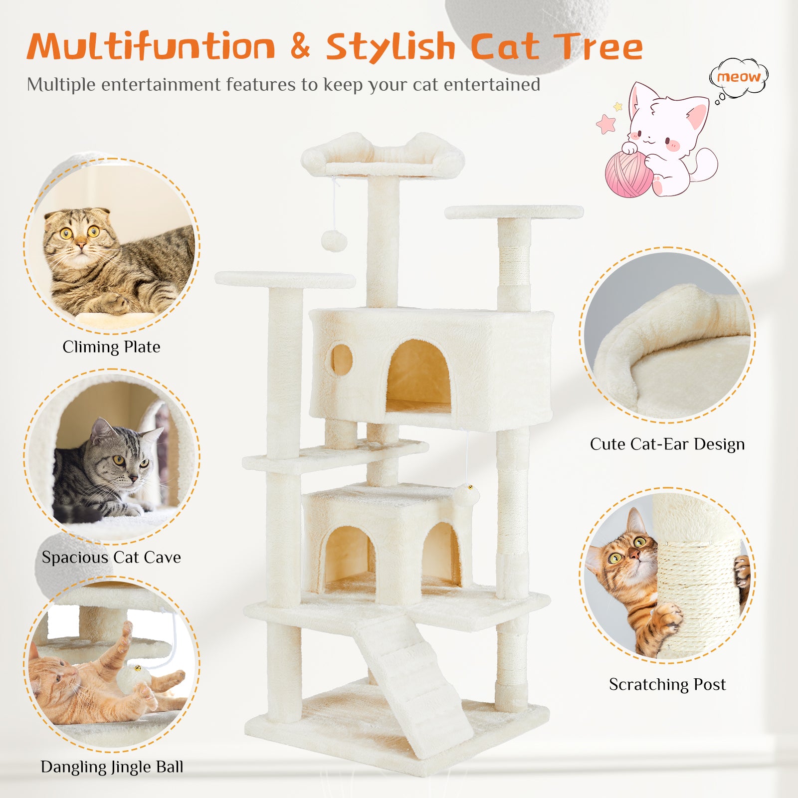 Multi Functional Cat Treehouse Cat Climbing Frame - Cocoa The Trendy PetPet Supplies