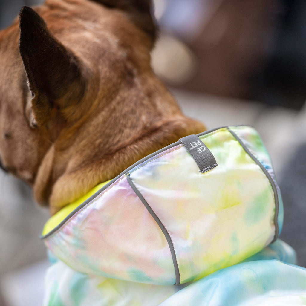 Reversible Raincoat - Neon Yellow With Tie Dye - Cocoa The Trendy PetPets - Dog Supplies