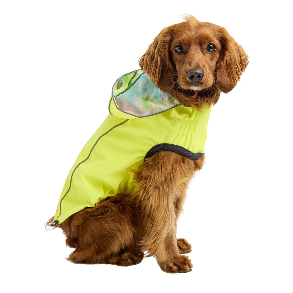 Reversible Raincoat - Neon Yellow With Tie Dye - Cocoa The Trendy PetPets - Dog Supplies