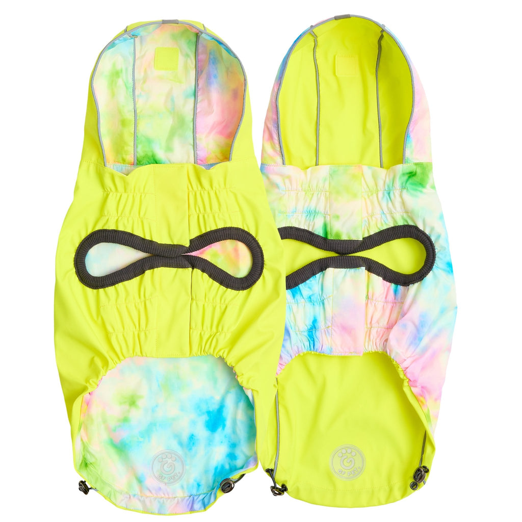 Reversible Raincoat - Neon Yellow With Tie Dye - Cocoa The Trendy PetPets - Dog Supplies