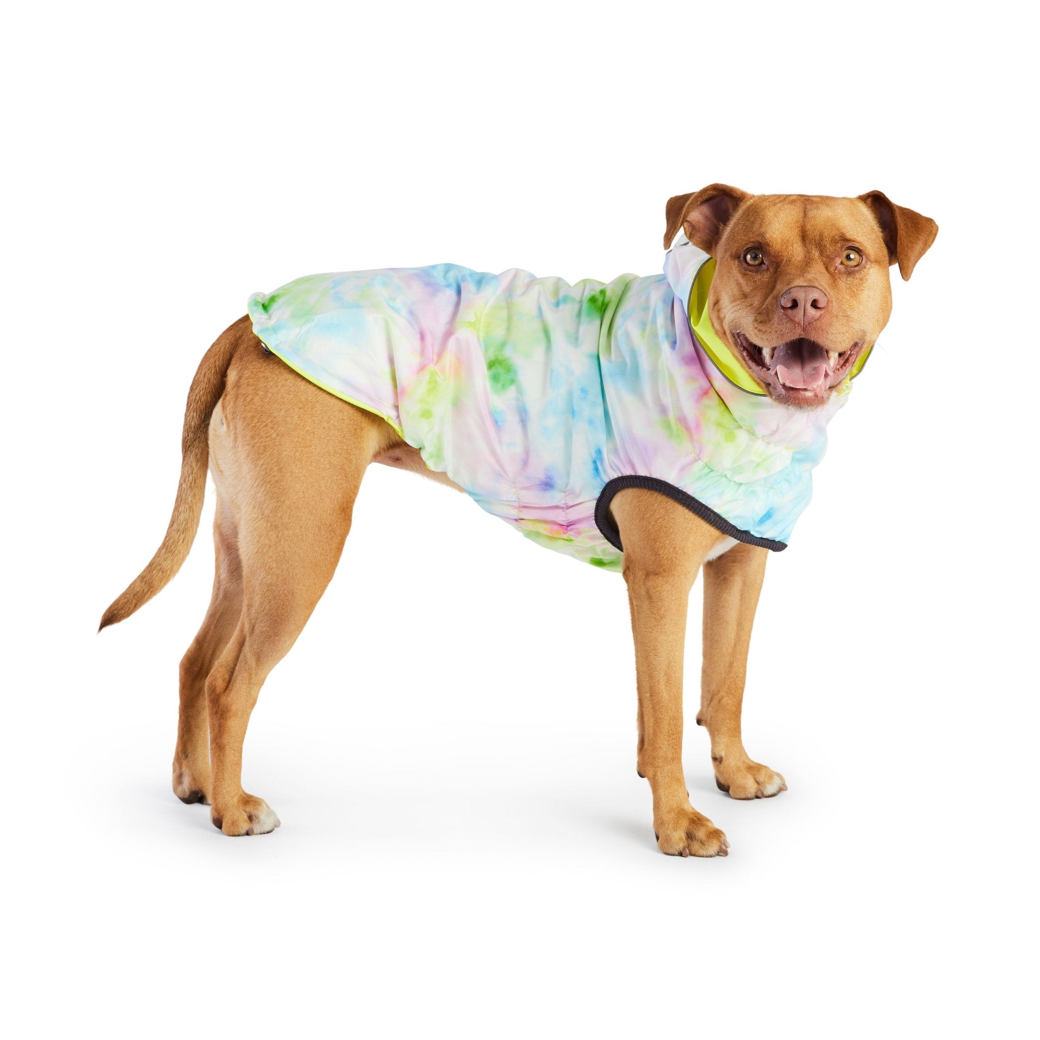Reversible Raincoat - Neon Yellow With Tie Dye - Cocoa The Trendy PetPets - Dog Supplies