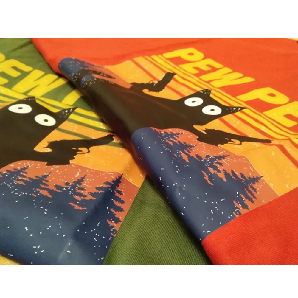 Black Cat Print Male Cotton Tee - Cocoa The Trendy PetT Shirt