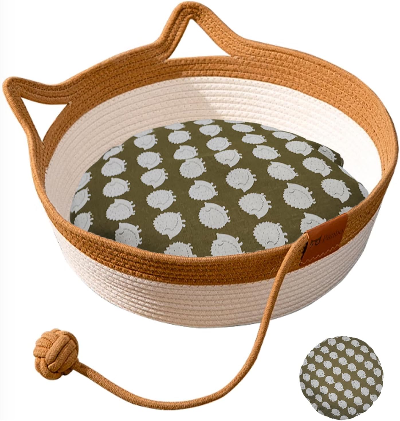 Hand Woven Cat Bed With Toy